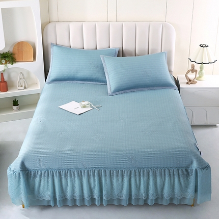 91家纺网 家纺一手货源 找家纺 （总）莱轩席业 2025新款A类加厚豆豆床裙款凉席