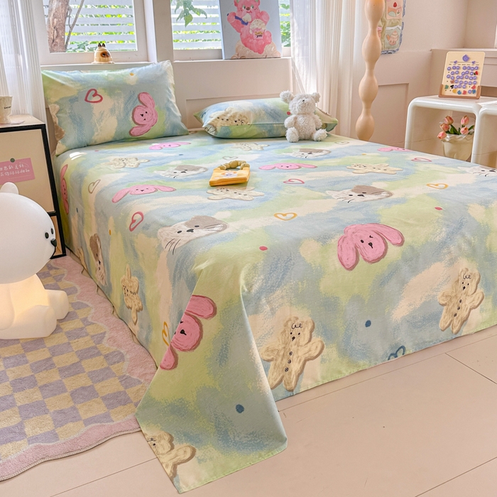 91家纺网 家纺一手货源 找家纺 吉象家纺 2025新款高支密全棉印花单品系列-单床单 蜡笔画