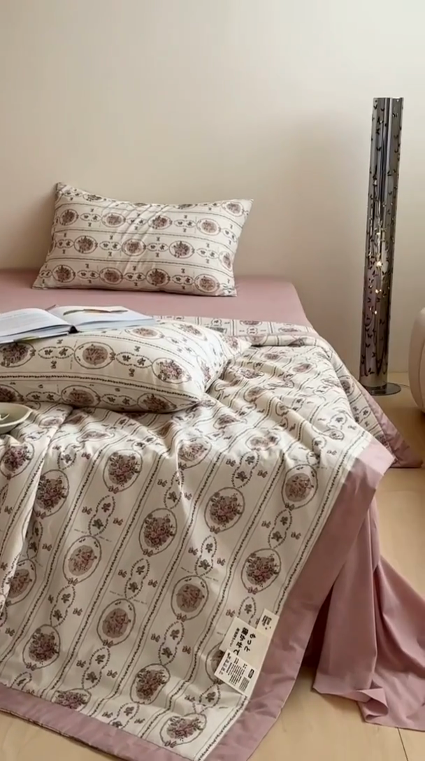 91家纺网 家纺一手货源 找家纺 大彩家居 2025新款全棉有氧水洗纱布夏被夏凉被 伊园