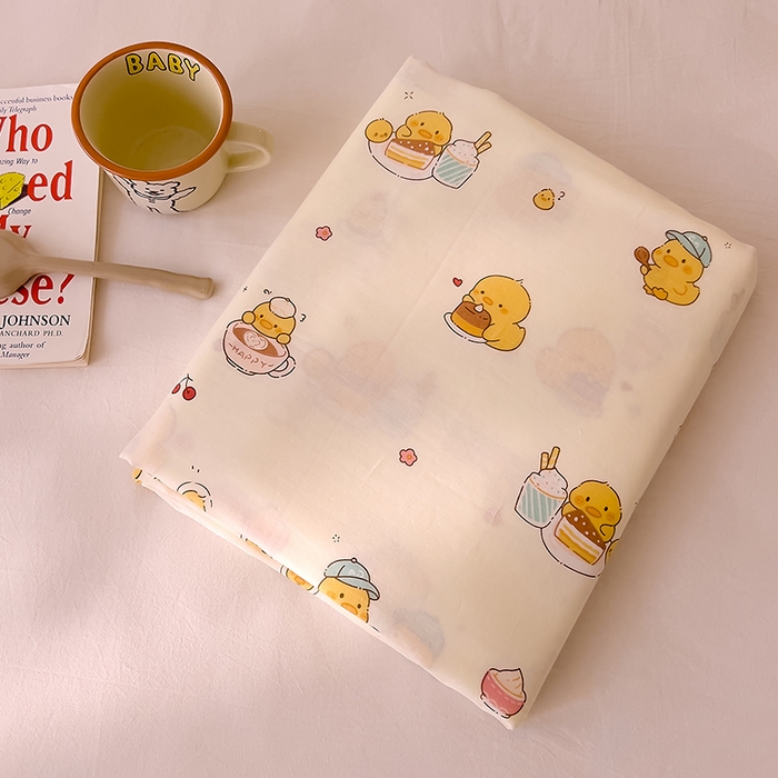 91家纺网 家纺一手货源 找家纺 DoDo 兜兜 2026新款全棉双层纱印花单床单（可定做尺寸） 奇奇鸭