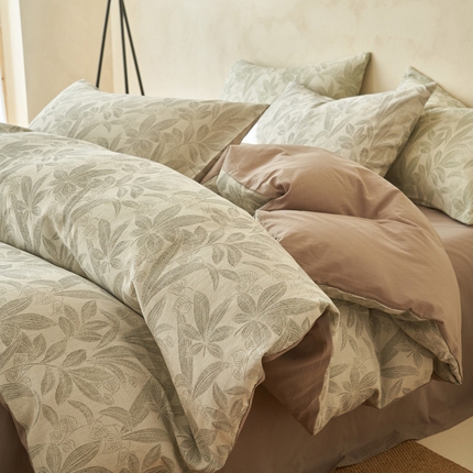 2025新款纯棉水洗棉三层纱暗香提花四件套 暗香四件套-浅灰