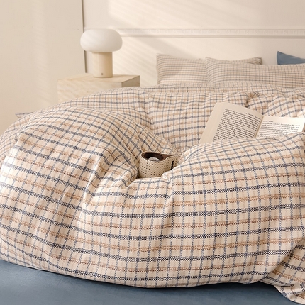 DoDo 兜兜 2025新款全棉双层纱印花单被套（可定做尺寸） 蓝调格子