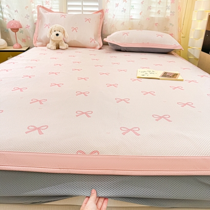 91家纺网 家纺一手货源 找家纺 （总）2025新款小清新数码印花床笠款冰藤席