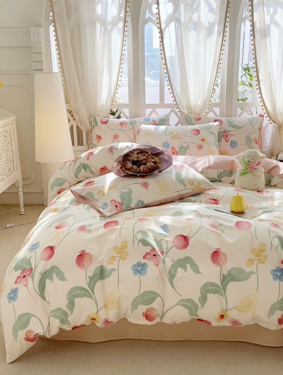 91家纺网 家纺一手货源 找家纺 宜家坊 2025早春新品全棉纯棉喷气13070小清新印花纯棉四件套-风格二 时留