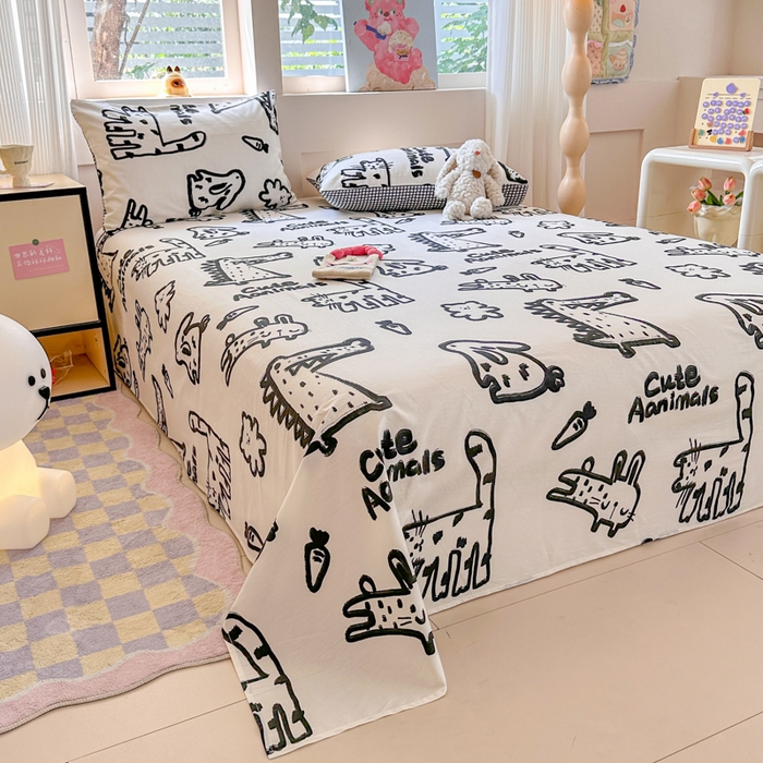 91家纺网 家纺一手货源 找家纺 吉象家纺 2025新款高支密全棉印花单品系列-单床单 漫画家