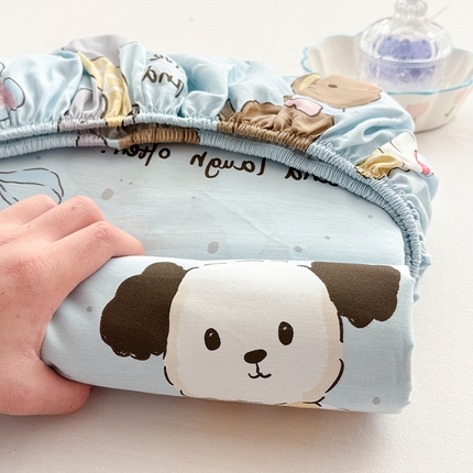 吉象家纺 2025新款高支密全棉印花单品系列-单床笠 音乐狗