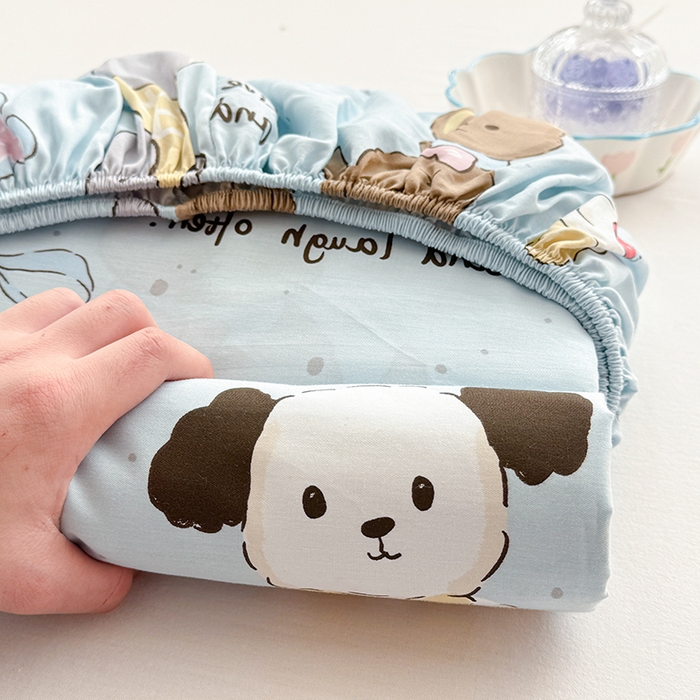 91家纺网 家纺一手货源 找家纺 吉象家纺 2025新款高支密全棉印花单品系列-单床笠 音乐狗