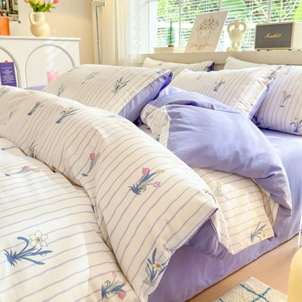 91家纺网 家纺一手货源 找家纺 (总) 清雅福 2025春夏新品全棉13372印花系列四件套