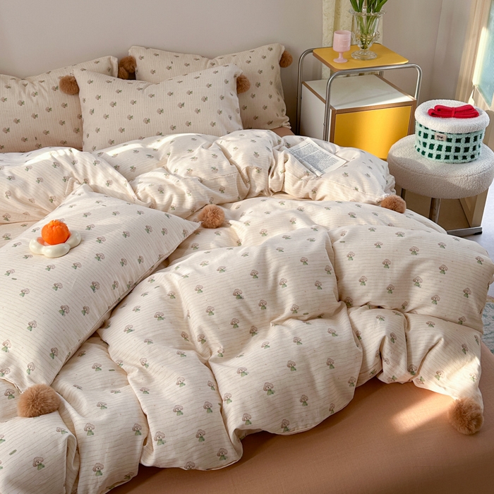 91家纺网 家纺一手货源 找家纺 金爱家 2025新款亲肤舒适纯棉双层纱四件套 双层纱-萌犬日记