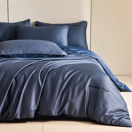 米奈家居 2025新款《利昂》麻绳镶嵌100支新疆长绒棉纯棉四件套 冰川蓝