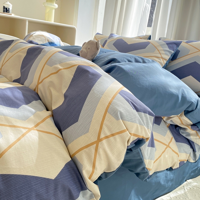 91家纺网 家纺一手货源 找家纺 宜家坊 2025早春新品全棉纯棉喷气13070小清新印花纯棉四件套-风格二 克洛伊