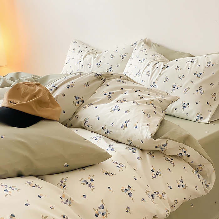 91家纺网 家纺一手货源 找家纺 宜家坊 2025开春新品全棉喷气13070小清新印花纯棉全棉四件套-风格一 扶摇