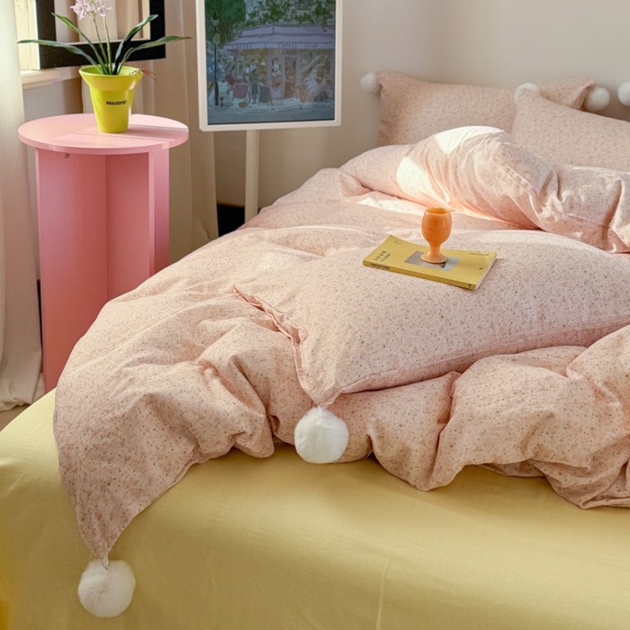 91家纺网 家纺一手货源 找家纺 金爱家 2025新款亲肤舒适纯棉双层纱四件套 双层纱-花未央