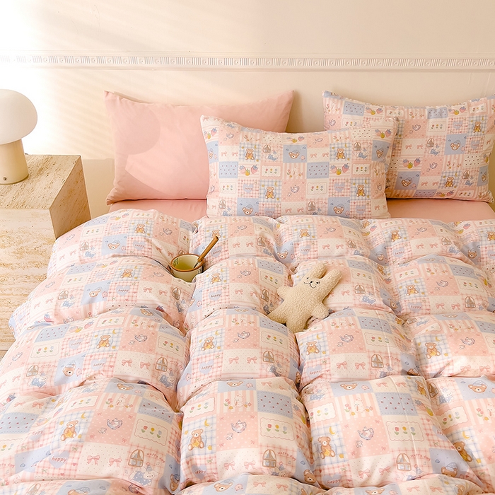 91家纺网 家纺一手货源 找家纺 DoDo 兜兜 2025新款全棉双层纱印花四件套（可定做尺寸） 萌宠乐园