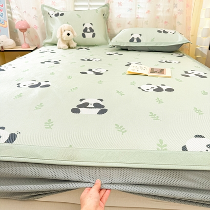 91家纺网 家纺一手货源 找家纺 （总）2025新款小清新数码印花床笠款冰藤席