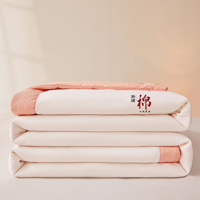 91家纺网 家纺一手货源 找家纺 熙宴家纺 2025新款水洗棉100%新疆棉花夏被-月光白 月光白+玉