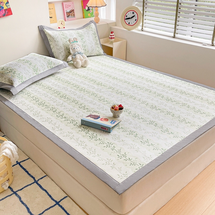 91家纺网 家纺一手货源 找家纺 川悦生活 2025新款数码印花冰藤席 青风小叶