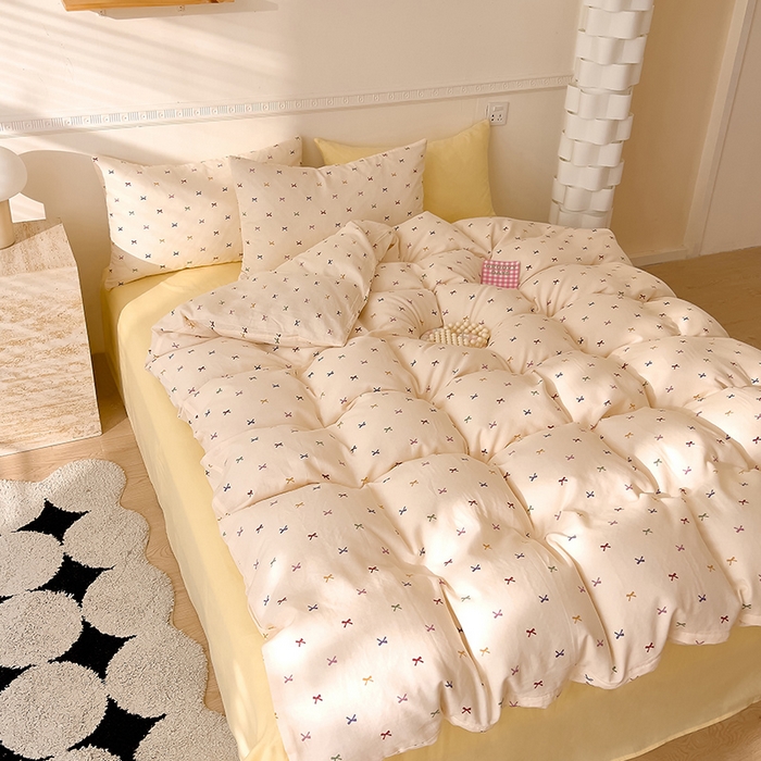 91家纺网 家纺一手货源 找家纺 DoDo 兜兜 2026新款全棉双层纱印花四件套（可定做尺寸） 彩蝶