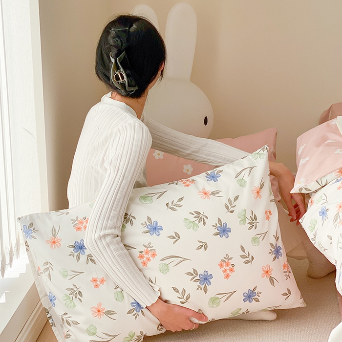 91家纺网 家纺一手货源 找家纺 宜家坊 2025开春新品全棉喷气13070小清新印花纯棉全棉四件套-风格一 白露