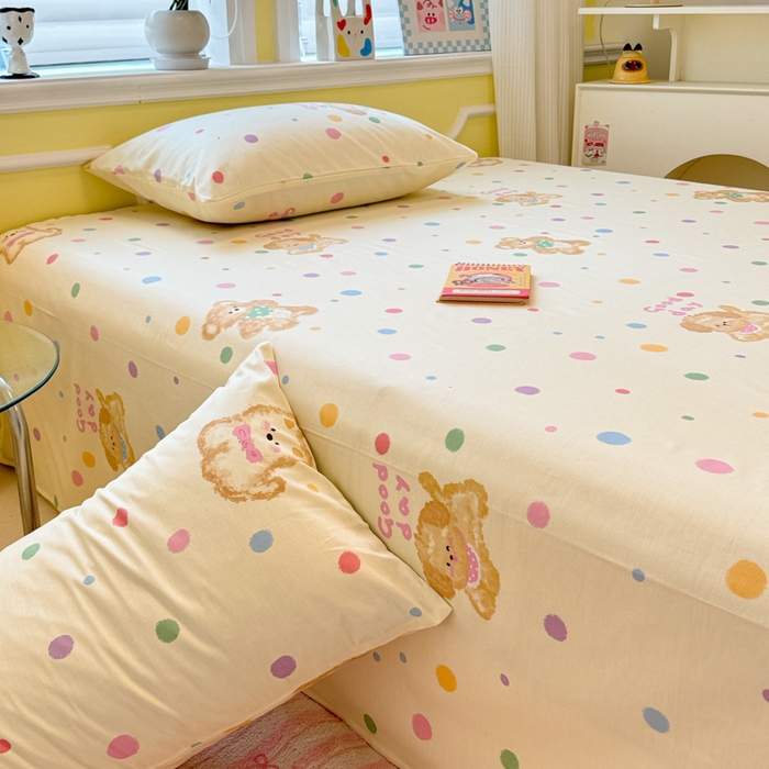 91家纺网 家纺一手货源 找家纺 吉象家纺 2025新款高支密全棉印花单品系列-单床单 假日小狗