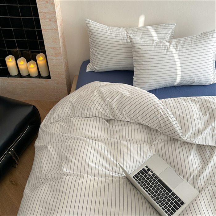 91家纺网 家纺一手货源 找家纺 （总）金丝鸟家纺 2025新款全棉斜纹印花条纹系列四件套及单品