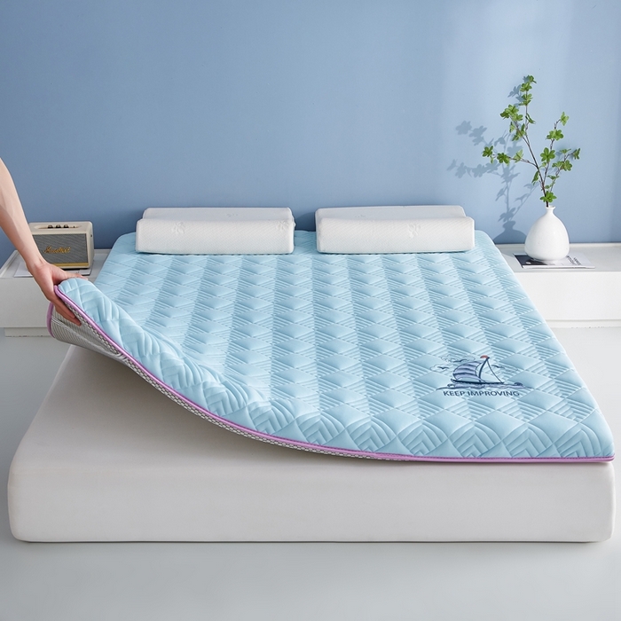 91家纺网 家纺一手货源 找家纺 艺博床垫 2025新款水洗棉成人床垫 蓝色