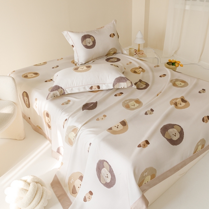 91家纺网 家纺一手货源 找家纺 舒慕 2025新款天丝竹纤维凉席三件套 可爱