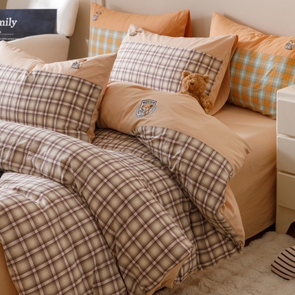 91家纺网 家纺一手货源 找家纺 （总）2025新款纯棉水洗棉学院风四件套