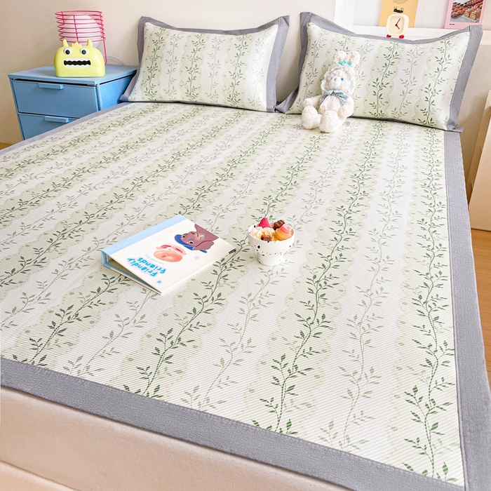 91家纺网 家纺一手货源 找家纺 川悦生活 2025新款数码印花冰藤席 青风小叶