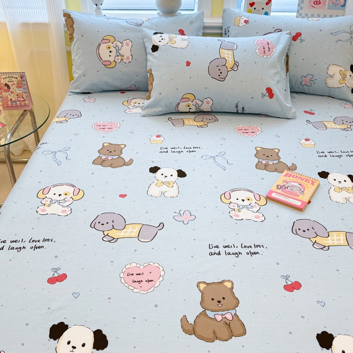 91家纺网 家纺一手货源 找家纺 吉象家纺 2025新款高支密全棉印花单品系列-单床单 音乐狗