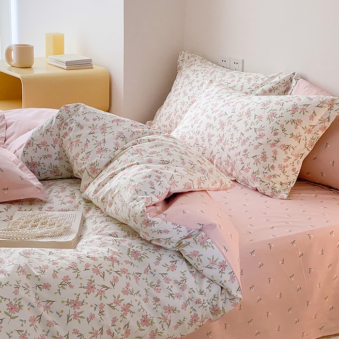 91家纺网 家纺一手货源 找家纺 宜家坊 2025开春新品全棉喷气13070小清新印花纯棉全棉四件套-风格一 点点