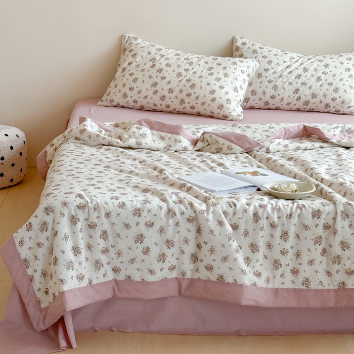 91家纺网 家纺一手货源 找家纺 大彩家居 2025新款全棉有氧水洗纱布夏被夏凉被 陌上花开