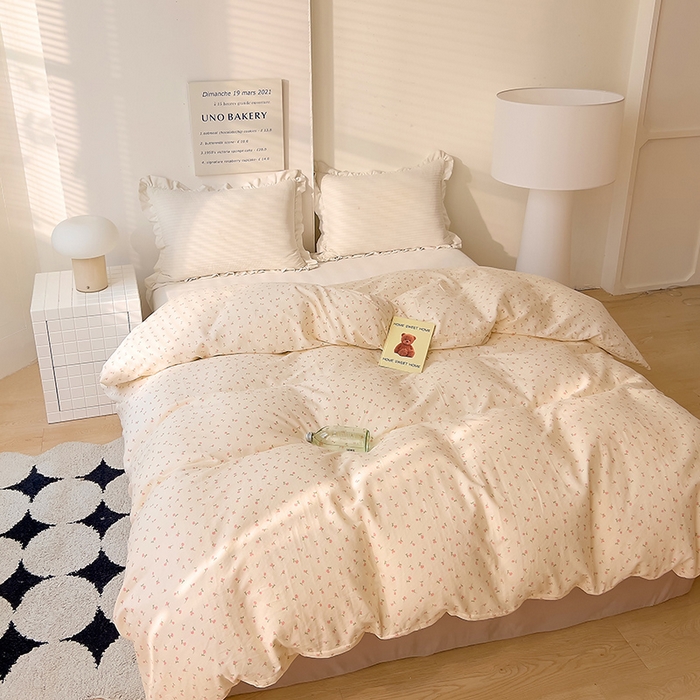 91家纺网 家纺一手货源 找家纺 DoDo 兜兜 2025新款全棉双层纱印花单被套（可定做尺寸） 朵朵小花