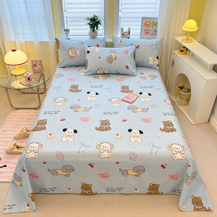 91家纺网 家纺一手货源 找家纺 吉象家纺 2025新款高支密全棉印花单品系列-单床单 音乐狗