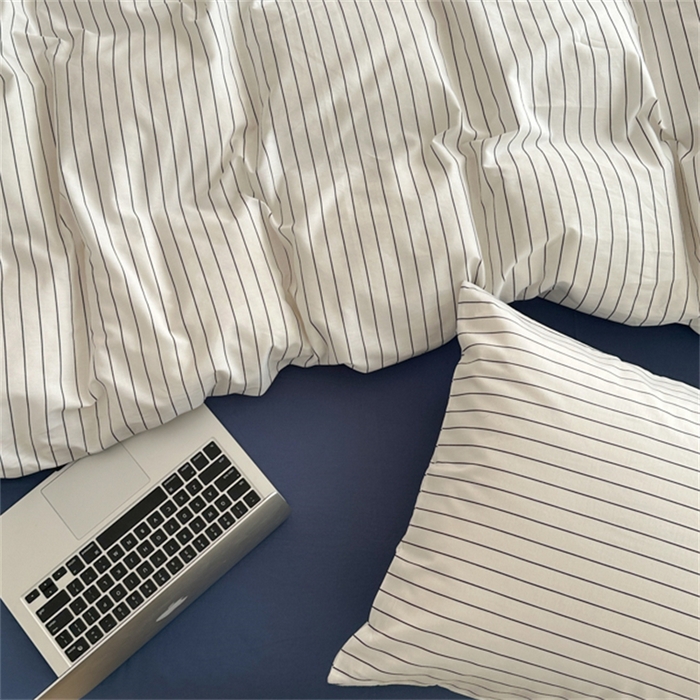 91家纺网 家纺一手货源 找家纺 （总）金丝鸟家纺 2025新款全棉斜纹印花条纹系列四件套及单品