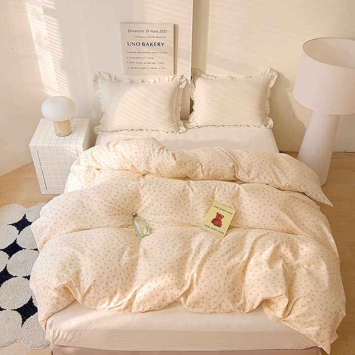 91家纺网 家纺一手货源 找家纺 DoDo 兜兜 2025新款全棉双层纱印花单被套（可定做尺寸） 朵朵小花