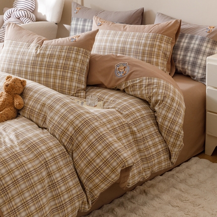 91家纺网 家纺一手货源 找家纺 （总）2025新款纯棉水洗棉学院风四件套