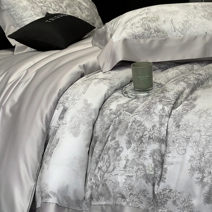 太古汇家居 2025新款活性数码印花四件套 丽奥娜-杏子灰