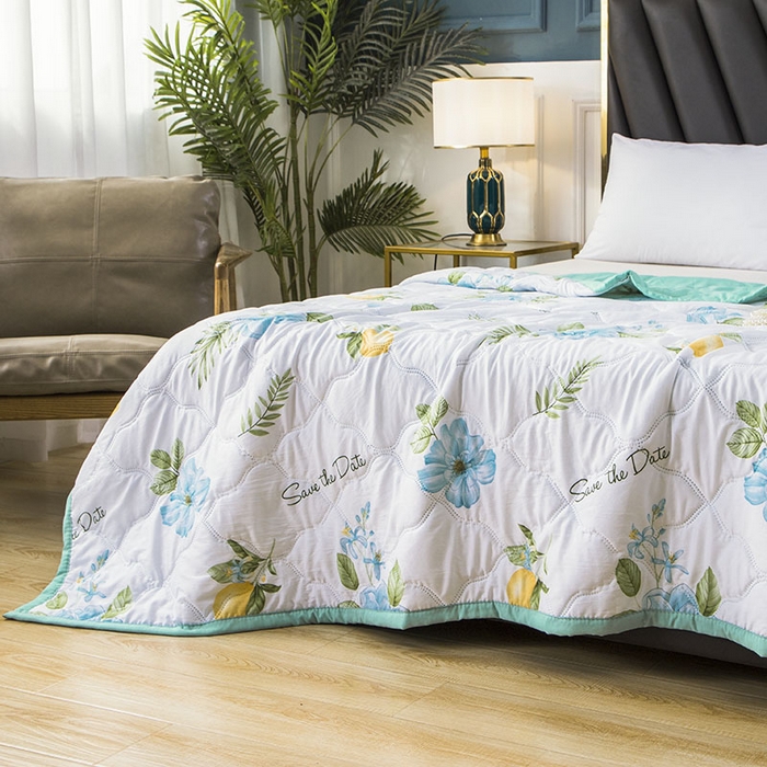 91家纺网 家纺一手货源 找家纺 诗雅纺织 2025新款超柔水洗棉夏凉被空调被 陌上花开