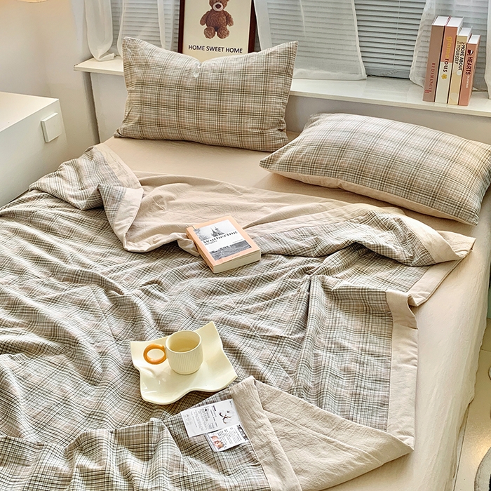 91家纺网 家纺一手货源 找家纺 水洗的故事 2025新款全棉色织水洗棉棉花夏被被子被芯 仙米格