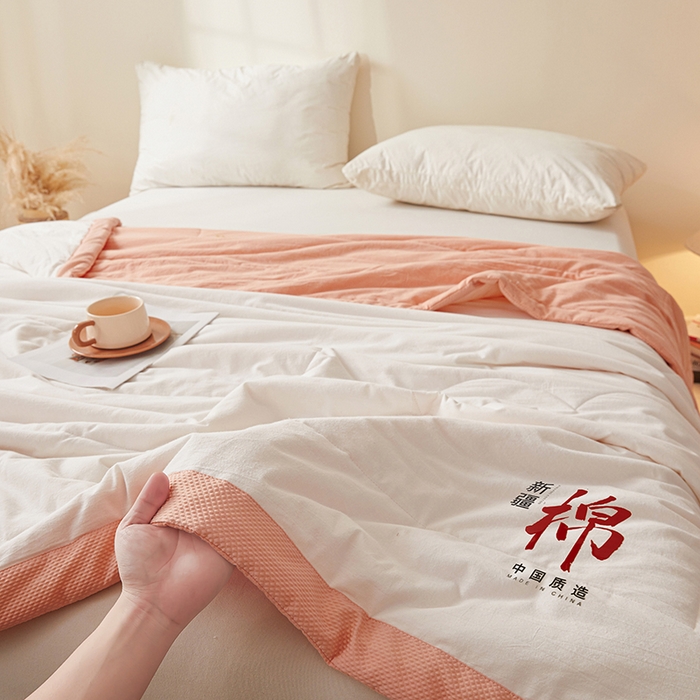 91家纺网 家纺一手货源 找家纺 熙宴家纺 2025新款水洗棉100%新疆棉花夏被-月光白 月光白+玉