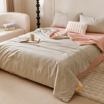 91家纺网 家纺一手货源 找家纺 （总）一加一 2025新款有氧纱印花大豆夏被