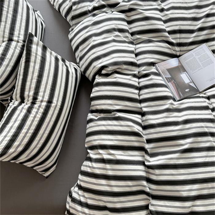 91家纺网 家纺一手货源 找家纺 金丝鸟家纺 2025新款全棉斜纹印花条纹系列四件套及单品 往昔