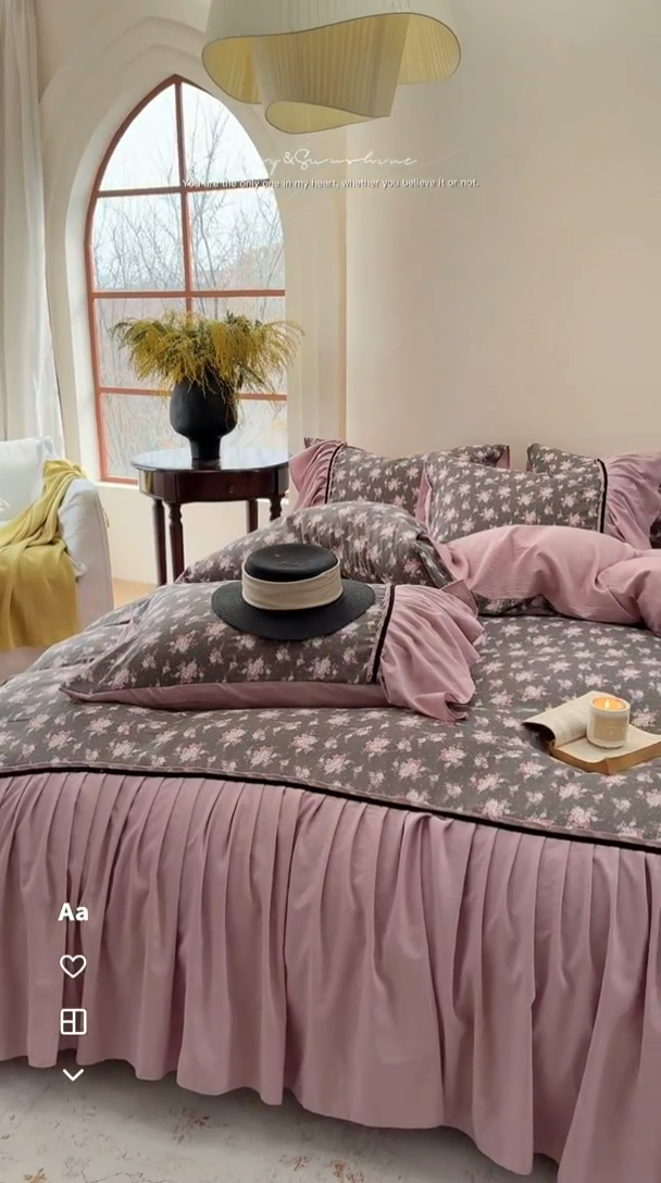 91家纺网 家纺一手货源 找家纺 沐慕 2025新款法式针织双层纱印花系列四件套 美琳