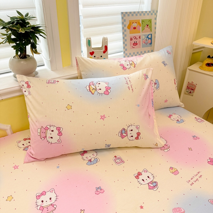 91家纺网 家纺一手货源 找家纺 吉象家纺 2025新款高支密全棉印花单品系列-单床笠 甜喵