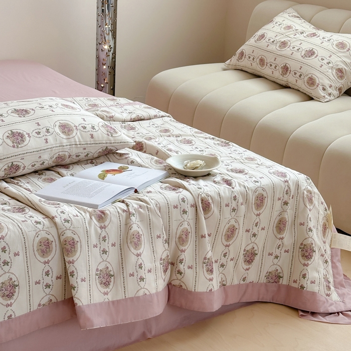 91家纺网 家纺一手货源 找家纺 大彩家居 2025新款全棉有氧水洗纱布夏被夏凉被 伊园