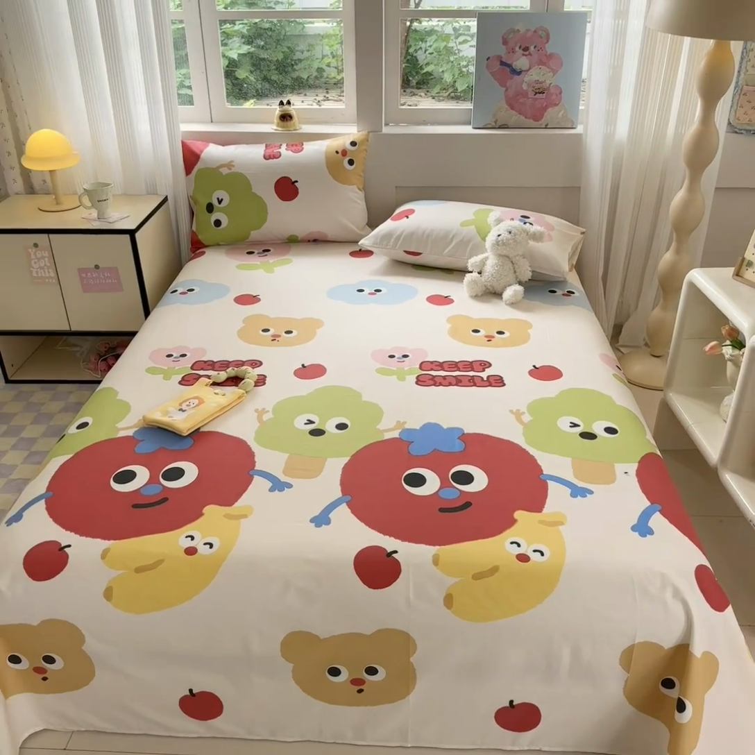 91家纺网 家纺一手货源 找家纺 吉象家纺 2025新款高支密全棉印花单品系列-单床单 微笑天团