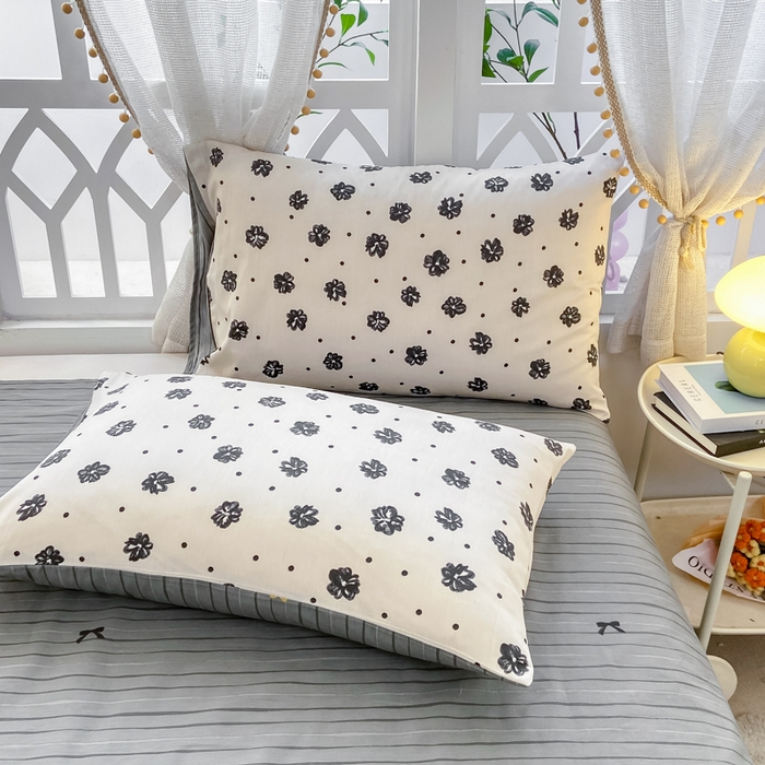 91家纺网 家纺一手货源 找家纺 宜家坊 2025早春新品全棉纯棉喷气13070小清新印花纯棉四件套-风格二 黑白恋曲