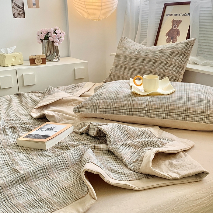 91家纺网 家纺一手货源 找家纺 水洗的故事 2025新款全棉色织水洗棉棉花夏被被子被芯 仙米格