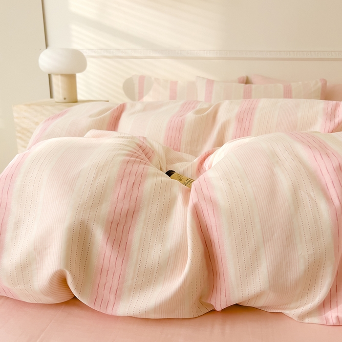 91家纺网 家纺一手货源 找家纺 DoDo 兜兜 2026新款全棉双层纱印花单被套（可定做尺寸） 律动-粉